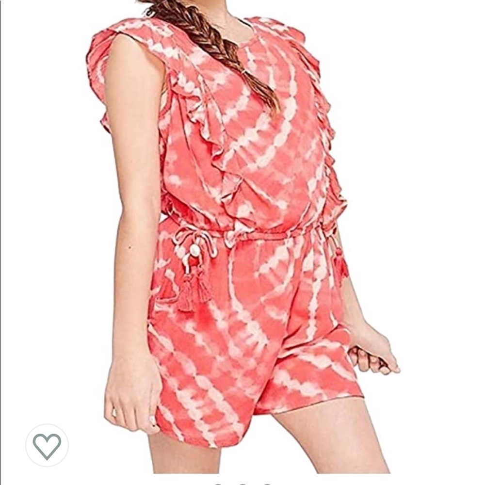 Justice size 8 coral tie dye romper NEW